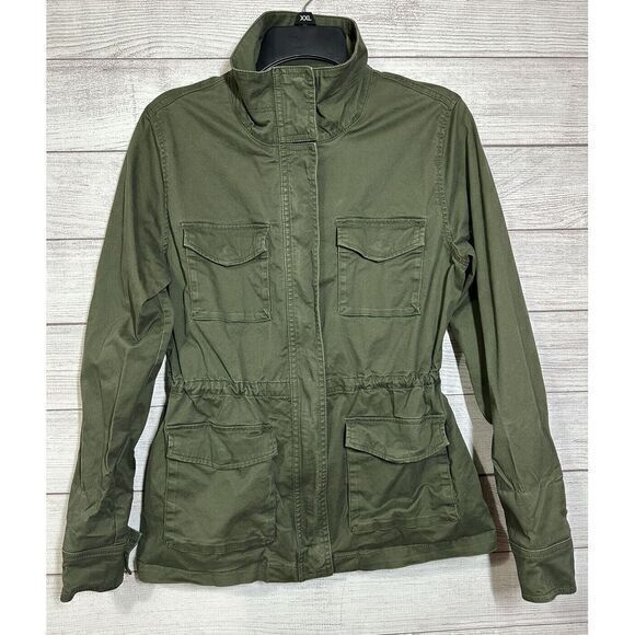 Women's Green Full Zip Jacket  Small Pockets Snap‎ Drawstring At Waist - Picture 1 of 9